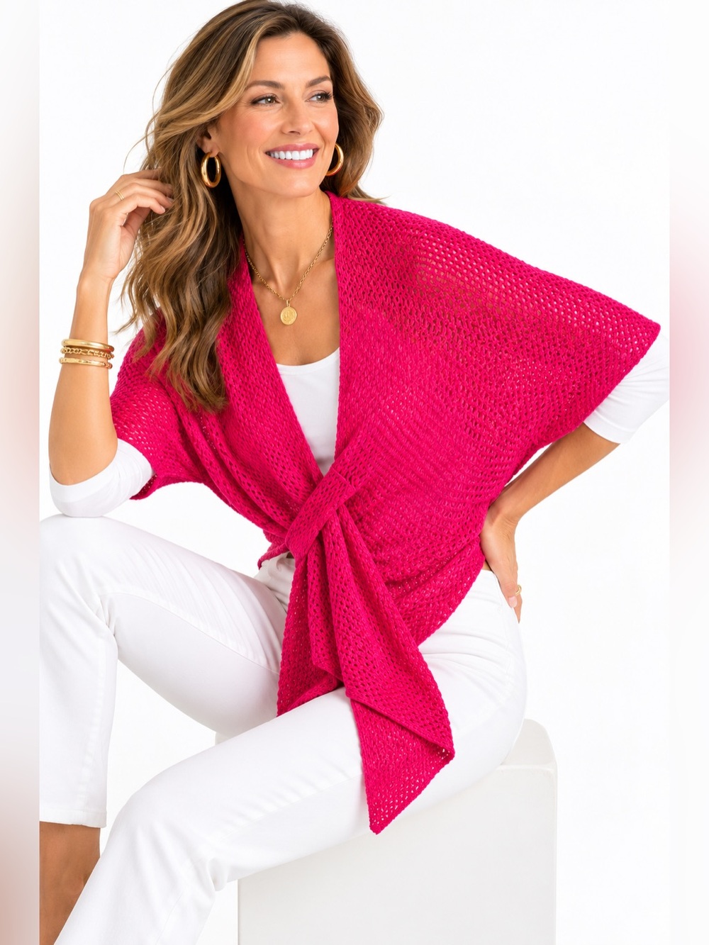 NWT Chico’s Josie Basket Weave Sweater Wrap